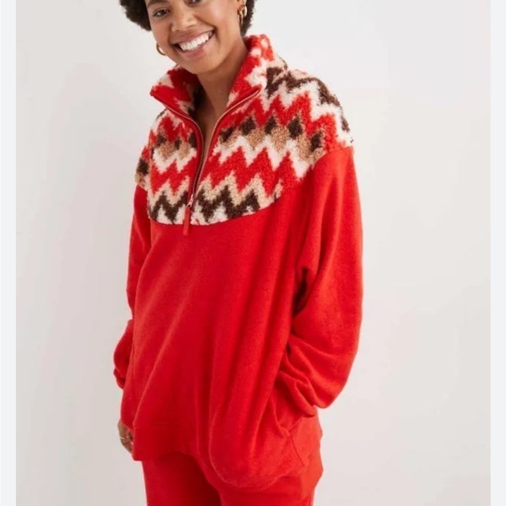 Aerie Hometown Holiday Quarter Zip Sweatshirt NEW
